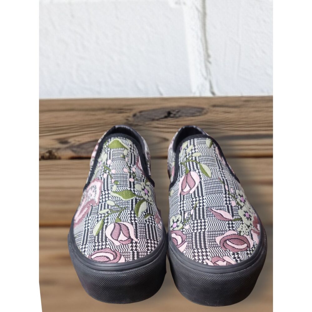 Vans Classic Slip-On "Glen Plaid Floral" Tapestry Sneakers